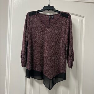 New Directions medium burgundy/black blouse